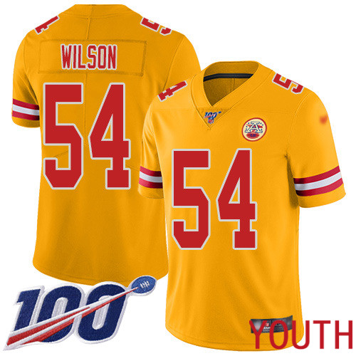 Youth Kansas City Chiefs #54 Wilson Damien Limited Gold Inverted Legend 100th Season Nike NFL Jersey->youth nfl jersey->Youth Jersey
